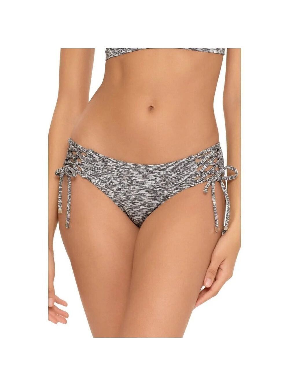 BECCA Silver Metallic Bikini Bottoms Womens BNWOT Side Ties Hipster